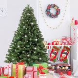 ibidan 8ft Green Artificial Christmas Tree with Led Lights, Premium Foldable Xmas Tree Full with Branch Tips, Faux Christmas Tree with Lights for Bedroom, Corner, Easy Assembly with Metal Stand ibidan