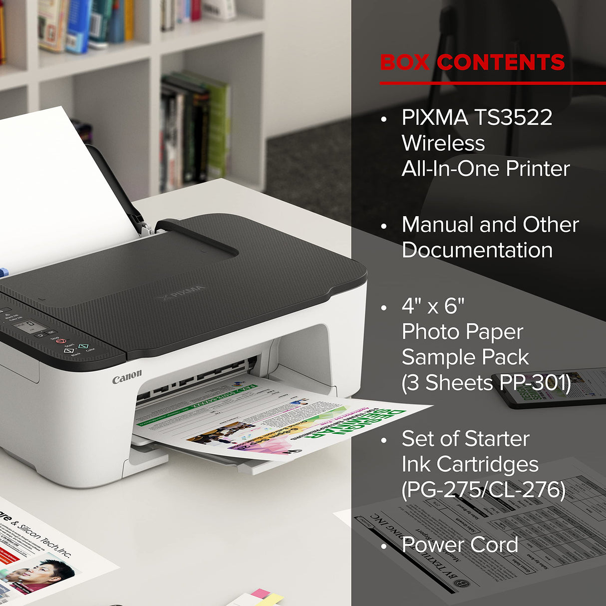 Canon PIXMA 3522 Series All-in-One Color Inkjet Printer I Print Copy Scan I Mobile Printing I Wireless I 1.5" Segment LCD I 50 Sheets Paper Tray I 4800 x 1200 dpi, Printer Cable Canon