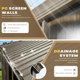 EROMMY 12' x 20' Sunroom, All-Season Gazebo Solarium with Galvanized Steel Roof, Aluminum Frame, Outdoor Permanent Sun Room with Sliding Doors EROMMY