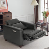 MCombo Zero Wall Recliner Chair, Wall Hugger Power Recliner Chair with Adjustable Headrest, High Wood Leg, USB Charge Ports, for Living Room, Small Spaces, HL128 (Faux Leather, Dark Grey) MCombo