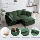 GNIXUU Deep Seat Sectional Sofa Cloud Couch with Ottoman, 76.7" Modern Chenille Comfy Upholstered Modular Sofa L Shaped Couch for Living Room, Apartment, Studio, Office(Green). GNIXUU