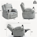 SINCRUMI Power Oversized Swivel Rocker Recliner with Dual Motor Adjustable Headrest for Adults, Glider Rocking Chair with Vibration and Heat, USB A&C Ports, Armrest Storage, Cup Holder, Light Grey SINCRUMI