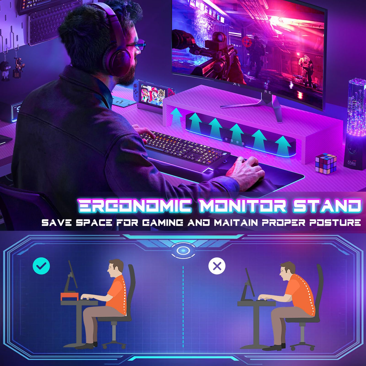 Homieasy Small Gaming Desk with Power Outlets Pegboard LED Light, 43 Inch L Shaped Computer Desk with Monitor Stand Storage Shelves, Reversible Corner Desk with Headset Hooks, Carbon Pink Homieasy