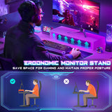 Homieasy Small Gaming Desk with Power Outlets Pegboard LED Light, 43 Inch L Shaped Computer Desk with Monitor Stand Storage Shelves, Reversible Corner Desk with Headset Hooks, Carbon Pink Homieasy