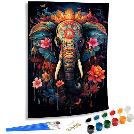 SKRYUIE Paint by Numbers Kit for Adults Beginner Elephant, Acrylic Flower Oil Painting by Numbers Kits with PaintBrushes Paintwork Art Crafts Canvas for Home Decor 16x20 inch SKRYUIE