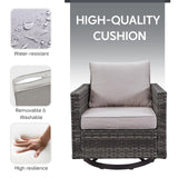 Belord Outdoor Sectional Furniture with Swivel Rocker Chair, 10 Pieces Wicker Patio Furniture Sets with Ottoman L Shaped Sofa Coffee Table Beige Cushion Belord