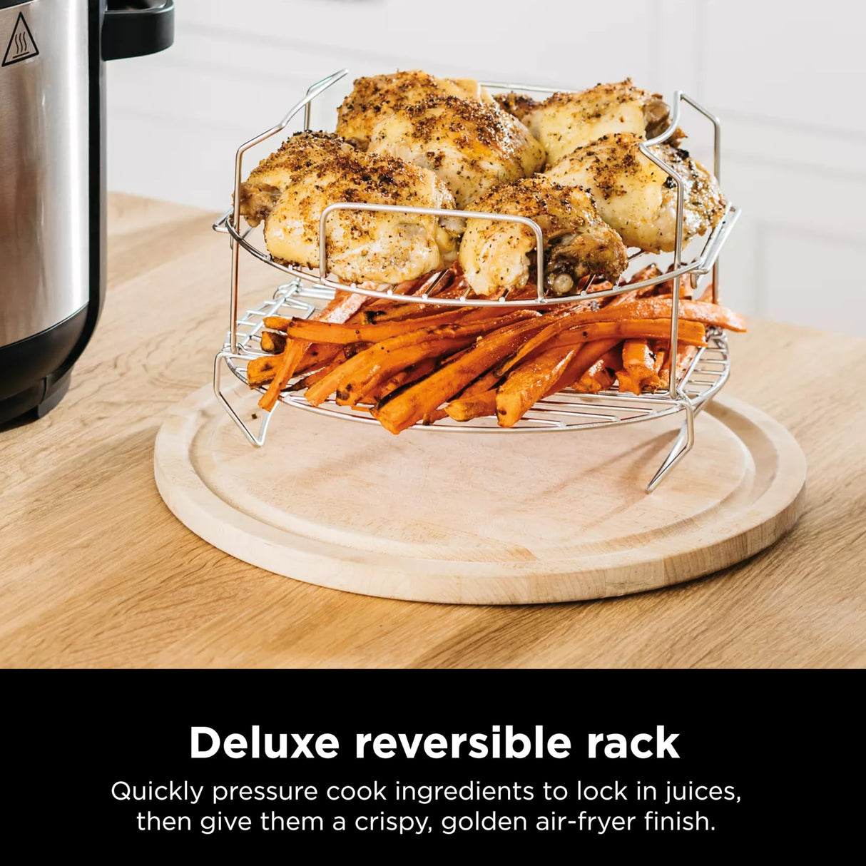 Ninja FD401 LP3 Foodi 12-in-1 Deluxe XL 8 qt. Pressure Cooker & Air Fryer that Steams, Slow Cooks, Sears, Sautés, Dehydrates & More, with 5 qt. Crisper Basket, Reversible Rack & Recipe Book, Silver Ninja