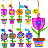 Winlyn 24 Sets Potted Flower Craft Kits DIY Potted Flower Ornaments Decorations Tulip Sunflower Foam Stickers Arts and Crafts for Kids Classroom Activities Birthday Spring Summer Camping Party Favors Winlyn