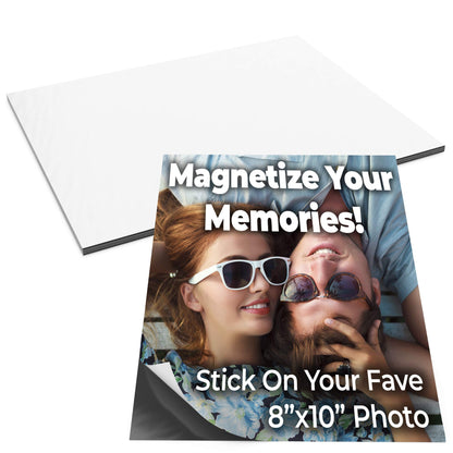 Magnetize Memories with 8x10 in Adhesive Photo Magnets 10 pack. Peel and Stick Magnetizers Turn School Crafts, Family Pictures or Kids Art Into Durable, Flexible Gifts. Custom Sheets for Fridge or Car