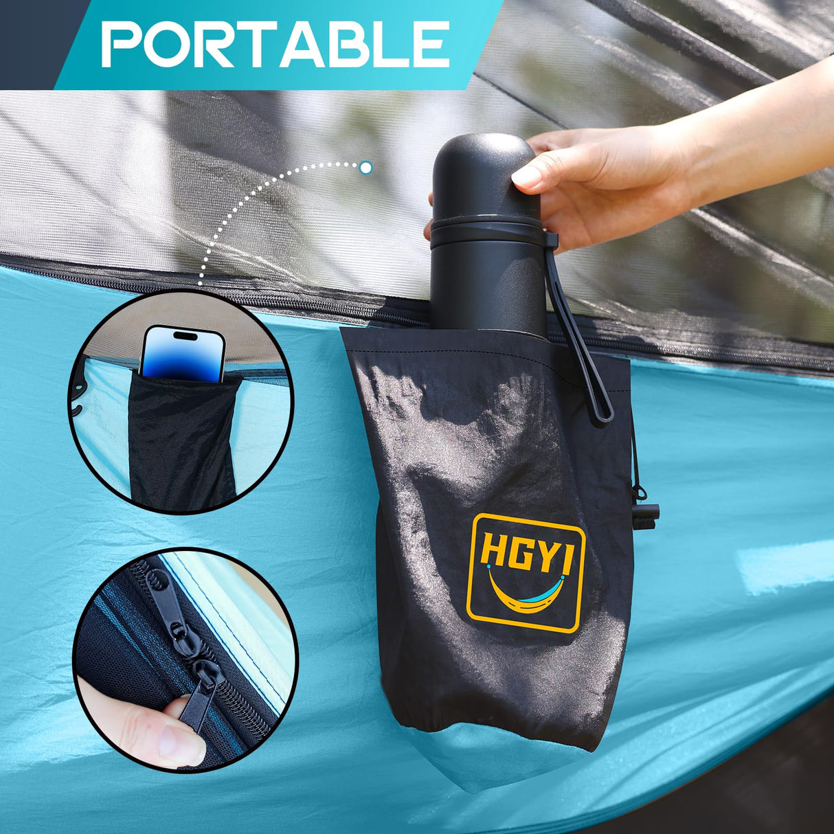 Camping Hammock Mosquito Net,Double & Single Portable Hammocks Hammocks with 2 Tree Straps,Hammock Tent for Travel Camping,Camping Accessories for Indoor Outdoor Hiking Backpacking Backyard Beach HGYI