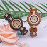 BEWELL Wood Watch Women Handmade Lightweight Analog Quartz Dress Wrist Watches with Wooden Bracelet BEWELL