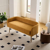 Forshare Bedroom Bench with Low Back,Inside Metal Frame, Extra Seat for Living Room,Entryway or Dinning Bench (Yellow) … Forshare