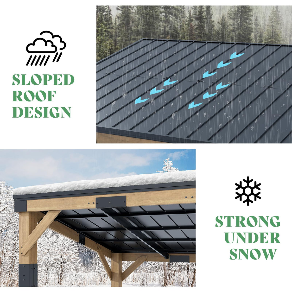 AMERLIFE 10x14 FT Hardtop Wood Grill Gazebo with Permanent Galvanized Steel Lean to Canopy & Built-in Bar Shelf – Outdoor BBQ Gazebo Pergola for Deck, Backyard, Garden AMERLIFE