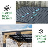 AMERLIFE 10x14 FT Hardtop Wood Grill Gazebo with Permanent Galvanized Steel Lean to Canopy & Built-in Bar Shelf – Outdoor BBQ Gazebo Pergola for Deck, Backyard, Garden AMERLIFE