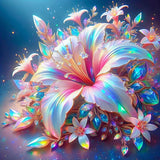 Ekuxom 5D Flowers Diamond Art Kits for Adults, Pink Flowers Diamond Painting Kits for Adults Beginners, DIY Full Drill Diamond Gem Art Kits for Gift Home Wall Decor 12x12inch Ekuxom