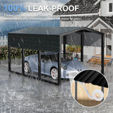 SENYUN Heavy Duty Metal Carport, 10X15 FT Waterproof Carport Canopy with Galvanized Steel Frame and Roof Sunshade Garage Car Shelter for Trucks, Boats, Tractors SENYUN