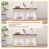 Dwanton Litter Box Enclosure for 2 Cats, Cat Litter Box Furniture Hidden with Double Rooms, Dual Cat Litter House, Large Wooden Cat House Indoor, TV Stand, Fit Most of Litter Box, White+Rustic Brown Dwanton