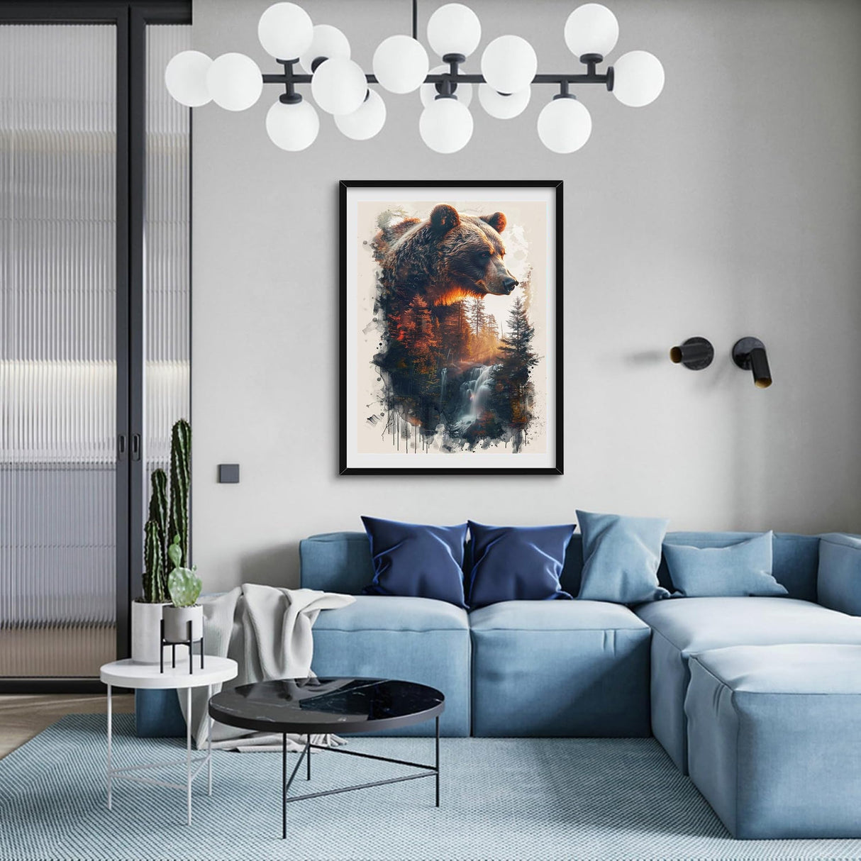 GMETINC 5D Diamond Painting Kits for Adults, Animal Bear Forest Scene Diamond Art Kits for Adults Beginner, DIY Full Drill Diamond Dots Paintings with Gem Art and Crafts Home Wall Decor 12x16inch GMETNIC