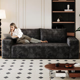 63" Boneless Loveseat Sofa - Cloud Couch with Memory Foam, Comfy Deep Seat - Corduroy Floor Sofa, No Assembly Required - Small Space Friendly for Living Room, Bedroom, Apartment, Black Sgapork