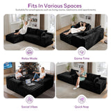 TYBOATLE 107’’ Boneless Slow-Rebound Memory Foam Couch, Cloud Sectional Couches for Living Room w/Upgraded Fabric, Deep Seat Comfy Fluffy L Shaped Modular Sectional Sofa (Black, Left Facing Chaise) TYBOATLE