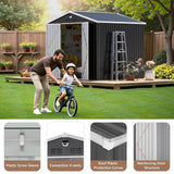 10x8 FT Outdoor Storage Shed, Metal Garden Shed - Tool Storage Sheds with Lockable Doors, Waterproof Outside Storage Building for Backyard, Patio (Black; Floor Not Included) Benass