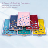 Jigpal Jigsaw Puzzle Table with Integrated Adjustable Stand/Bracket and Cover, 3-Tilting-Angle Portable Puzzle Board with 6 Sorting Drawers, Non-Slip Flannelette Covered for Up to 1500 Pieces