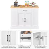 Yaheetech Rolling Kitchen Island Cart with 3 Drawers, Kitchen Storage Cabinet on Wheels with Open Shelves and Inner Adjustable Shelves for Dining Room/Living Room, Thicker Rubberwood Top, White Yaheetech