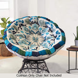 COTTON CRAFT Papasan - Polly Peacock - Blue - Overstuffed Chair Cushion, Sink into Our Thick Comfortable and Oversized Papasan, Pure Cotton Duck Fabric, Fits Standard 45 inch Round Chair COTTON CRAFT