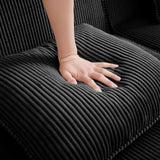 KEIKI Modular 2 Seat Loveseat Boneless Sofa, Cloud Sectional Couch with Deep Seat, Modern Modular 2-Seat Sofa Couch with Throw Pillows Corduroy Fabric, No Assembly Required, Black KEIKI