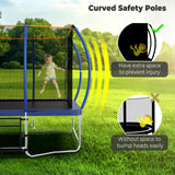 Lyromix 14FT Outdoor Rectangle Trampoline for Kids and Adults, Rectangular Trampoline with Curved Poles, Pumpkin Trampolin with Light, Sprinkler, Soccer and Storage Bag Lyromix