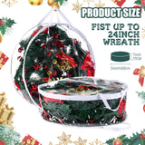 Shappy 4 Pieces Clear Christmas Wreath Storage Container 24 Inches Xmas Wreath Storage Bag Plastic Christmas Garland Container with Dual Zippers and Reinforced Handles for Xmas Seasonal (Clear) Shappy