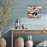 Wooden Wall Clock Farm Animal Cow Pig and Chicken 10 Inch Old Fashioned Square Wooden Wall Clock Digital Accurate Wood Clock for Bedroom Kitchen Wall Decor Home Decor Alioyoit