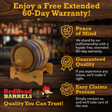 Red Head Barrels - 2 L Premium Distillery-Grade Oak Barrels for Aging Whiskey, Rum, and More, Ideal for Whiskey Barrel or Wine Barrel, American Charred Oak Barrel with 12-Page Cocktail Recipe Booklet Red Head Barrels