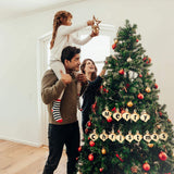 HIPIHOM 50Pcs Christmas Wooden Ornaments Blanks Pendants with Cords New Year Christmas Tree DIY Pendant Ornaments HIPIHOM