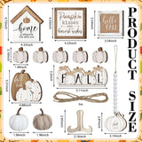 Reallnaive 18 Pcs Fall Thanksgiving Tiered Tray Decor Set Pumpkin Wood Sign Hello Fall Rustic Farmhouse Tray Decoration Tabletop Sign for Autumn Home Kitchen Festival (Neutral) Reallnaive