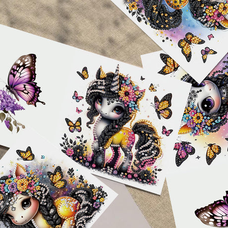 TDFERAN 6 Packs DIY Diamond Art Cards Unicorn Diamond Painting Cards Holiday Card Making Kit Diamond Art Cards with Envelopes Diamond Painting Greeting Cards for Holiday Birthday Thanksgiving Day TDFERAN