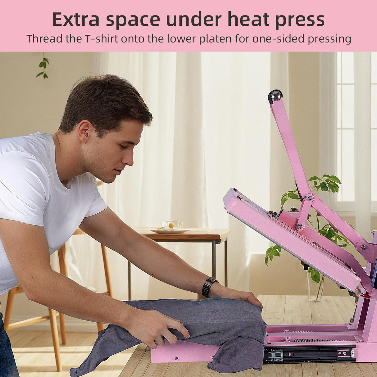 15x15 Inch Heat Press Machine with Slide-Out Drawer, Manual Clamshell Design, Digital Temp & Timer Control, Pink 1400W Heat Transfer Machine for T-Shirts, Vinyl, Fabric, DIY Projects & More Sanch Ancha