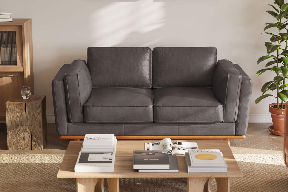 Valencia Artisan Full Leather Loveseat Sofa 66” - Pure Full Italian Nappa Leather Couch, Solid Wood Accent, Ultimate Comfort, Modern Grey VALENCIA THEATER SEATING
