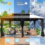 VEIKOU 12' X 20' Gazebo, Outdoor Gazebo, Galvanized Steel Double Roof Aluminum Gazebo, Heavy Duty Patio Gazebo w/Netting and Curtains for Garden, Deck, Backyard VEIKOU