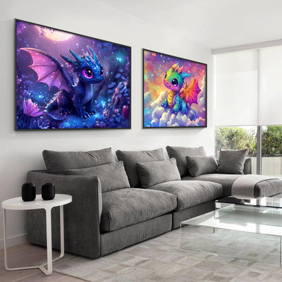 VAIIEYO 5D DIY 1 Pack Diamond Art Kits for Adults Dragon, Diamond Painting Animal, Diamond Painting Kit Full Drill Round Rhinestone Craft Canvas for Home Wall Decor Gift 12x31 inch/30x80 cm