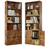 IRONCK Industrial Bookshelves and Bookcases with Doors Set of Two Floor Standing 6 Shelf Display Storage Shelves 70 in Tall Bookcase for Home Office, Living Room IRONCK