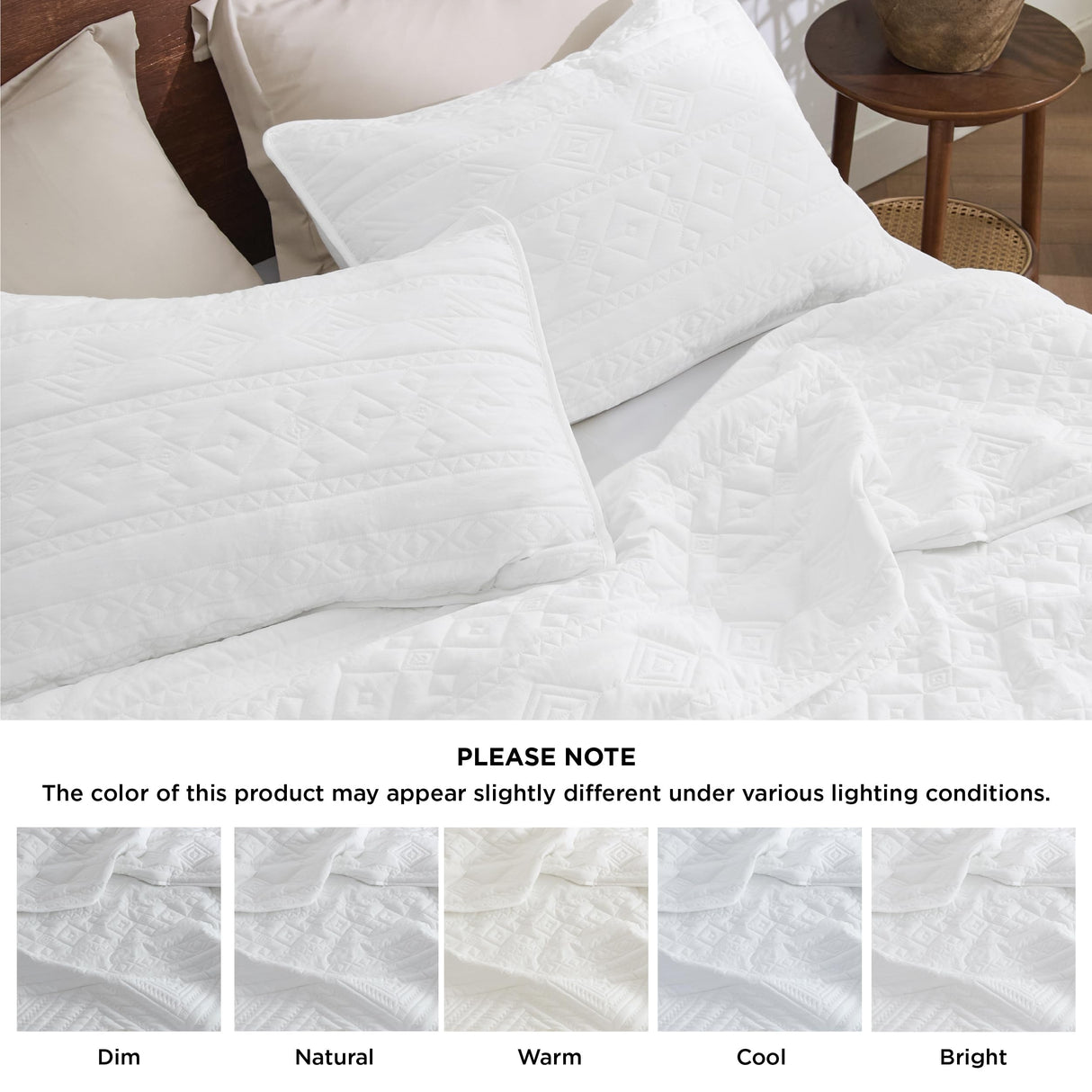 Bedsure Boho Quilt King Size - Lightweight Bedspread King Size with Geometric Stitched Pattern, White Farmhouse Soft Bedding Set Coverlet with 2 Pillow Shams for All Seasons, 106x96 inches Bedsure