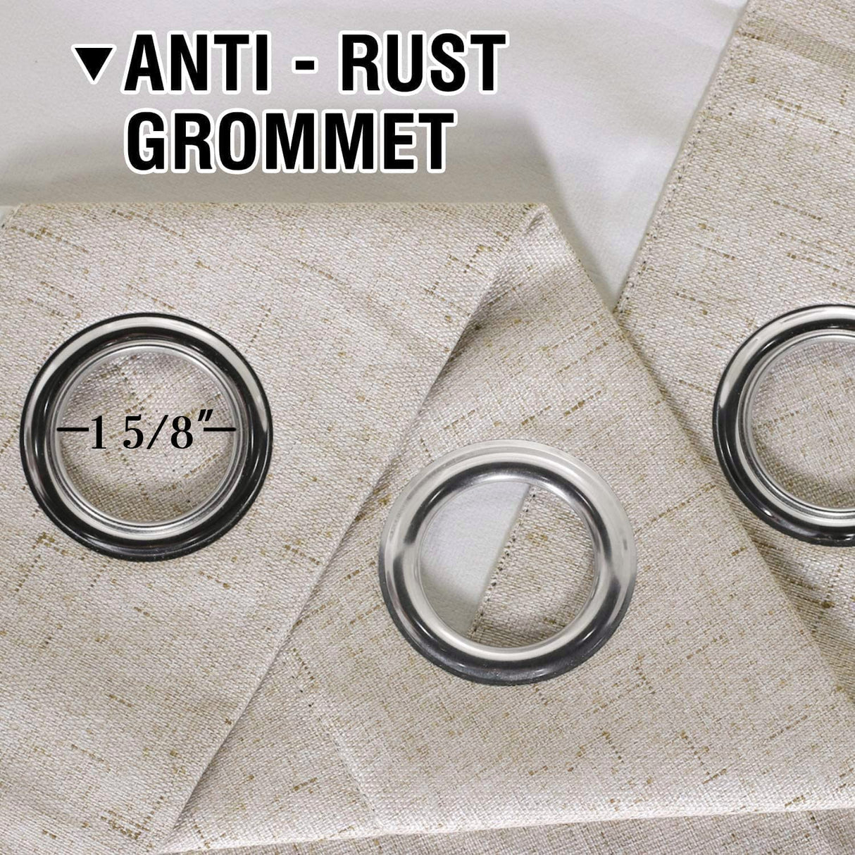 H.VERSAILTEX Blackout Curtains, Linen Curtains 108 inches Long 100% Black Out Curtains for Bedroom Windows, Textured Linen Look Draperies Grommet with White Liner, 2 Panels, Natural H.VERSAILTEX