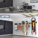 WALMANN Wall Mounted Garden Tool Organizer for Garage, Heavy Duty Folding Chair Storage Rack, 11-Inch Tools Storage Hooks for Shovels, Rakes, Ladders, Hold Up to 400 lbs WALMANN