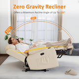 MCombo 61" Zero Gravity Power Loveseat Recliner with Heat and Vibration Massage, Reclining Loveseat Sofa with USB Ports, Cup Holders for Living Room, Faux Leather 6075 (Cream White) MCombo