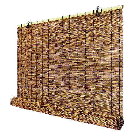 Outdoor Bamboo Blackout Roller Shades - Translucent Privacy Blinds for Windows and Doors (65x84in) ZFSYMGYL