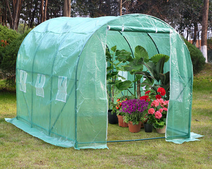 Portable Greenhouse 10'xW7'xH7' Green House Large Walk-in Greenhouses for Outdoors Greenhouse Plastic with Observation Windows and Rolling-up Door