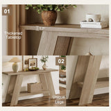 Treocho 63 Inch Long Farmhouse Console Tables for Entryway, 2-Tier Modern Wood Sofa Table with Shelf Behind Couch, Contemporary Narrow Entryway Table for Living Room, Hallway, Entrance, Walnut Treocho