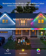 ANGELHALO Permanent Outdoor Lights, 100ft Smart Outdoor Lights with 72 LED Lights, Cool/Warm Eaves Lights IP65 Waterproof for Christmas, Halloween, Party, Compatible with Alexa, Google Assistant ANGELHALO