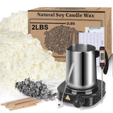 Soy Wax Candle Making Kit Supplies With Wax Melter, Natural Candle Wax For Candle Making, DIY Art&Crafts Kit for Adults,Beginner, Including 2lbs Soy Wax Flakes, Electric Stove,Candle Wick,Melting Pot Haccah